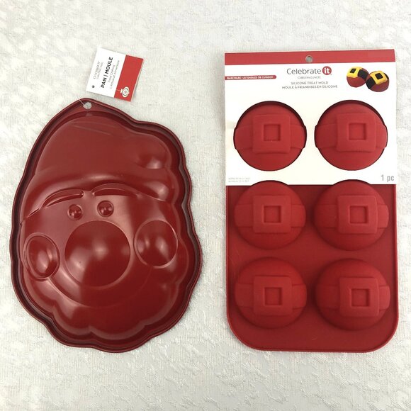 Celebrate It Other - Celebrate It Christmas Holiday Set: Santa Metal Pan&Santa Belt Silicone Mold NWT